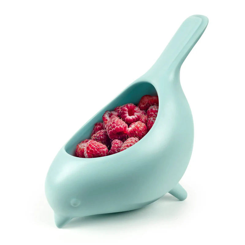 Fred Blue Bird Ceramic Colander - Stylish Kitchen Strainer for Pasta, Salad & Fruits | Durable Handmade Pottery for Modern & Farmhouse Decor