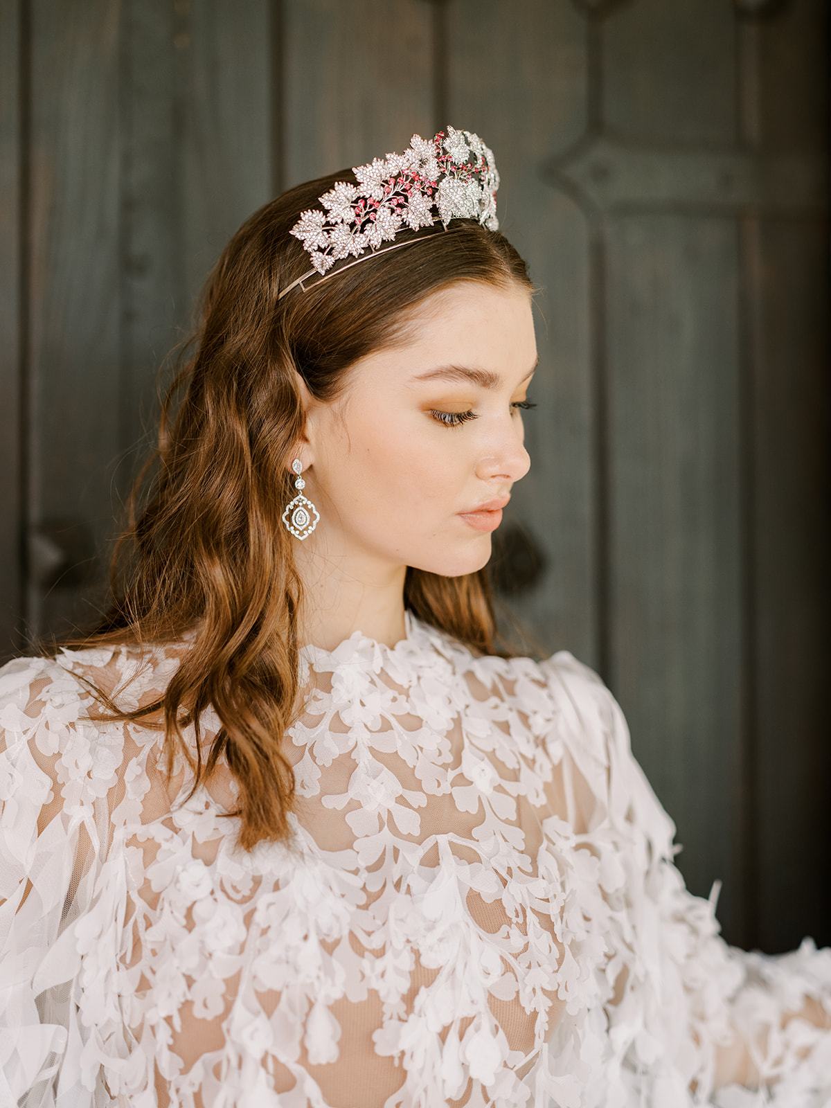 PRINCESS MARY Danish Ruby Bridal Tiara - Elegant Wedding Crown for Brides, Royal-Inspired Headpiece for Special Occasions