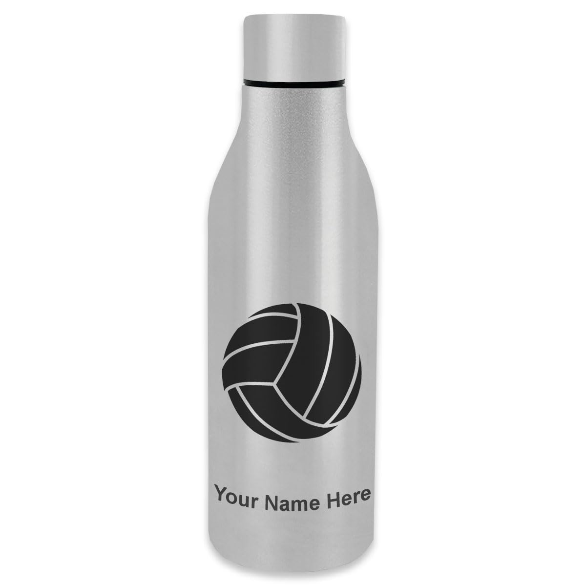 LaserGram 20oz Double Wall Vacuum Insulated Stainless Steel Water Bottle with Leakproof Lid - Personalized Engraving Gift for Volleyball Players, Coaches & Fans - Keeps Drinks Cold 24Hrs/Hot 12Hrs - Perfect for Sports, Gym, Work & Outdoor Activities