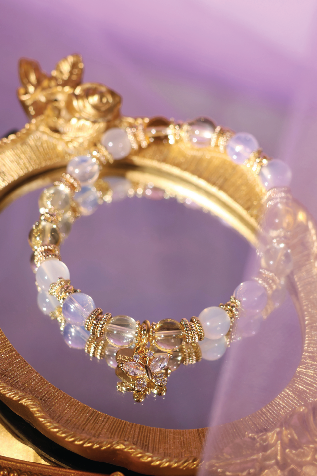 Mystic Glow ACD × Sunlit Lilac Bracelet - Elegant Beaded Jewelry for Women | Perfect for Parties, Weddings & Everyday Wear