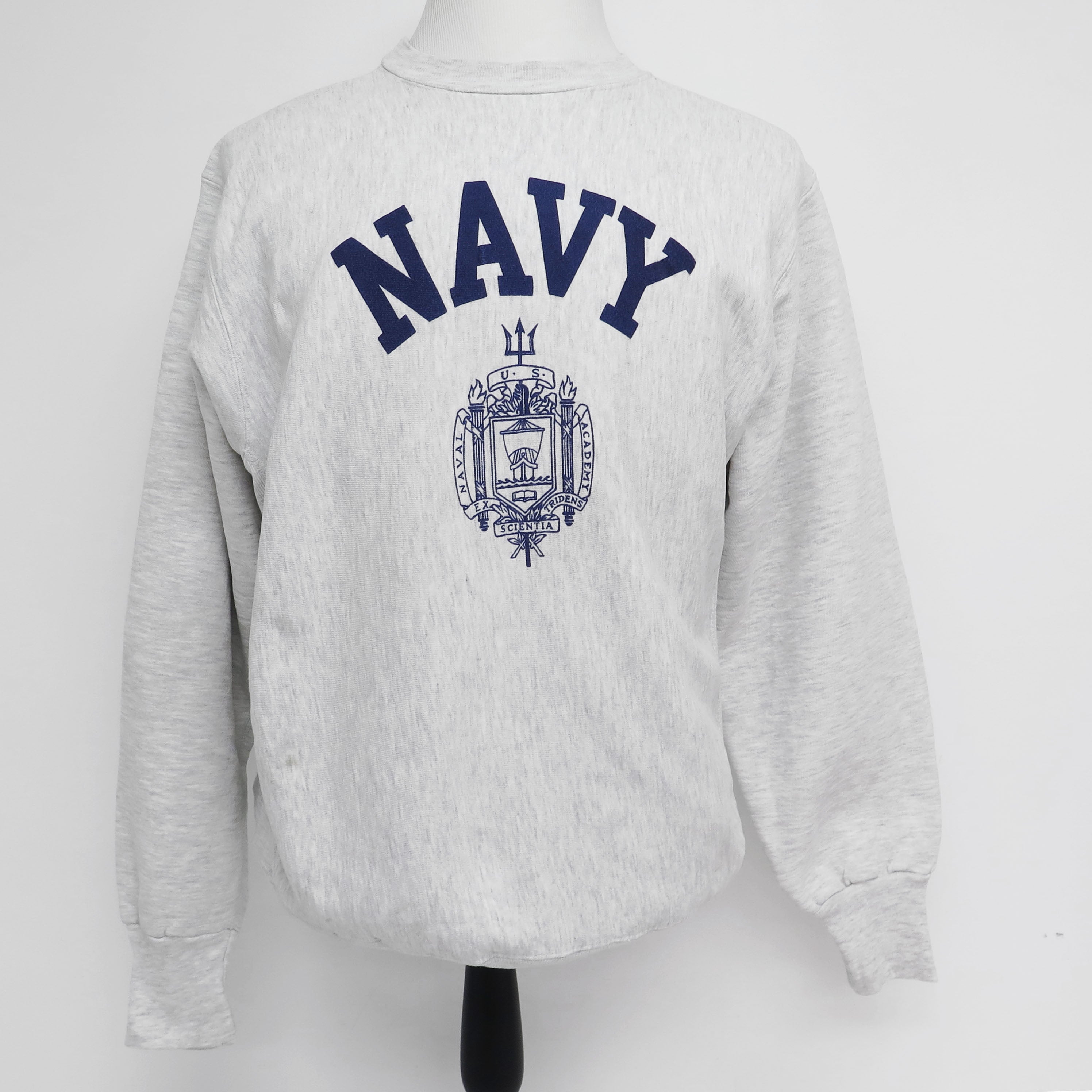 Vintage 1980's US Navy Sweatshirt with Naval Academy Crest - Men's Large Crewneck Pullover for Military Enthusiasts & Collectors | Perfect for Veterans Day, Patriotic Events & Casual Wear