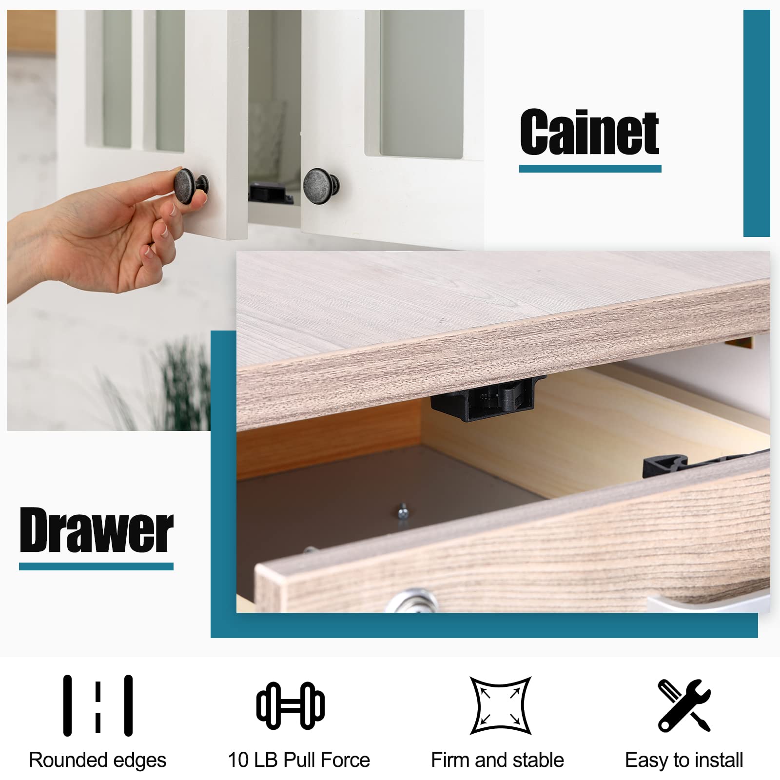 20 Pcs RV Drawer Latches & Catches - 10 LB Pull Force Cabinet Latch Grabber - RV Cabinet Lock & Camper Door Latch Replacement - Push Catch Latch with Mounting Hardware - Perfect for RV, Camper, Home & Office Storage Solutions