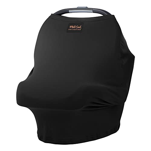 Milk Snob Original 5-in-1 Luxe Baby Cover in Black - Nursing Cover, Car Seat Canopy, Stroller Blanket, High Chair Cover & Shopping Cart Protector | Perfect for Breastfeeding Privacy, Infant Safety & On-the-Go Parenting Essentials