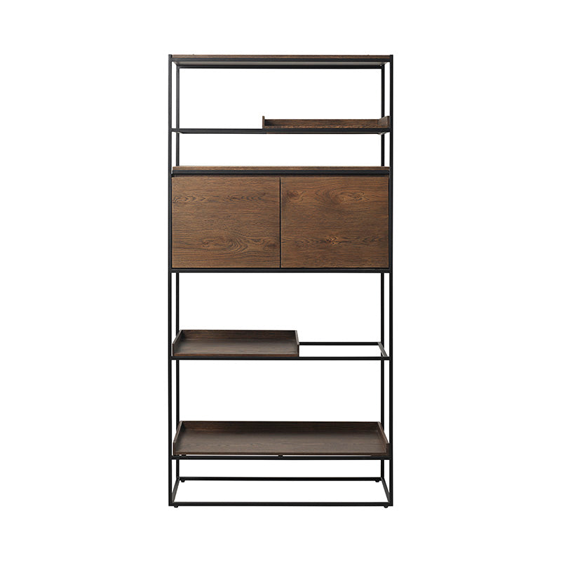 RIVOLI 1.8M Display Unit - Modern Smoked Oak & Black Bookshelf for Living Room, Office & Bedroom Storage