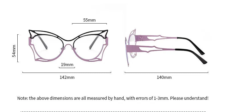 CCspace Women's Full Rim Oval Butterfly Alloy Eyeglasses - Lightweight Metal Frame Glasses for Women, Fashionable Oval Shape Eyewear with Butterfly Design, Perfect for Reading, Working & Daily Use