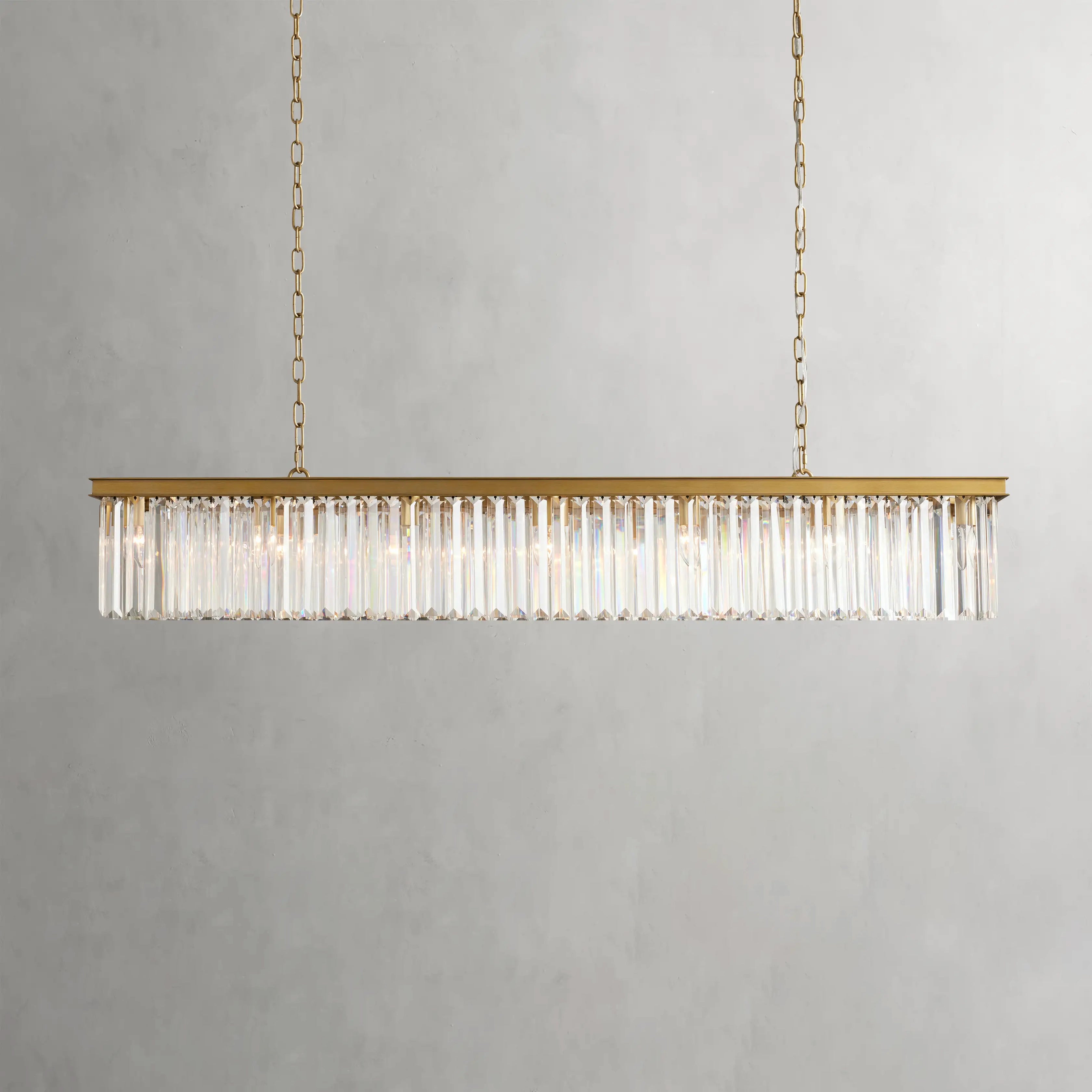 Modern Rectangular Chandelier - LED Crystal Ceiling Light Fixture for Dining Room, Living Room & Bedroom | Elegant Home Decor Lighting for Interior Design
