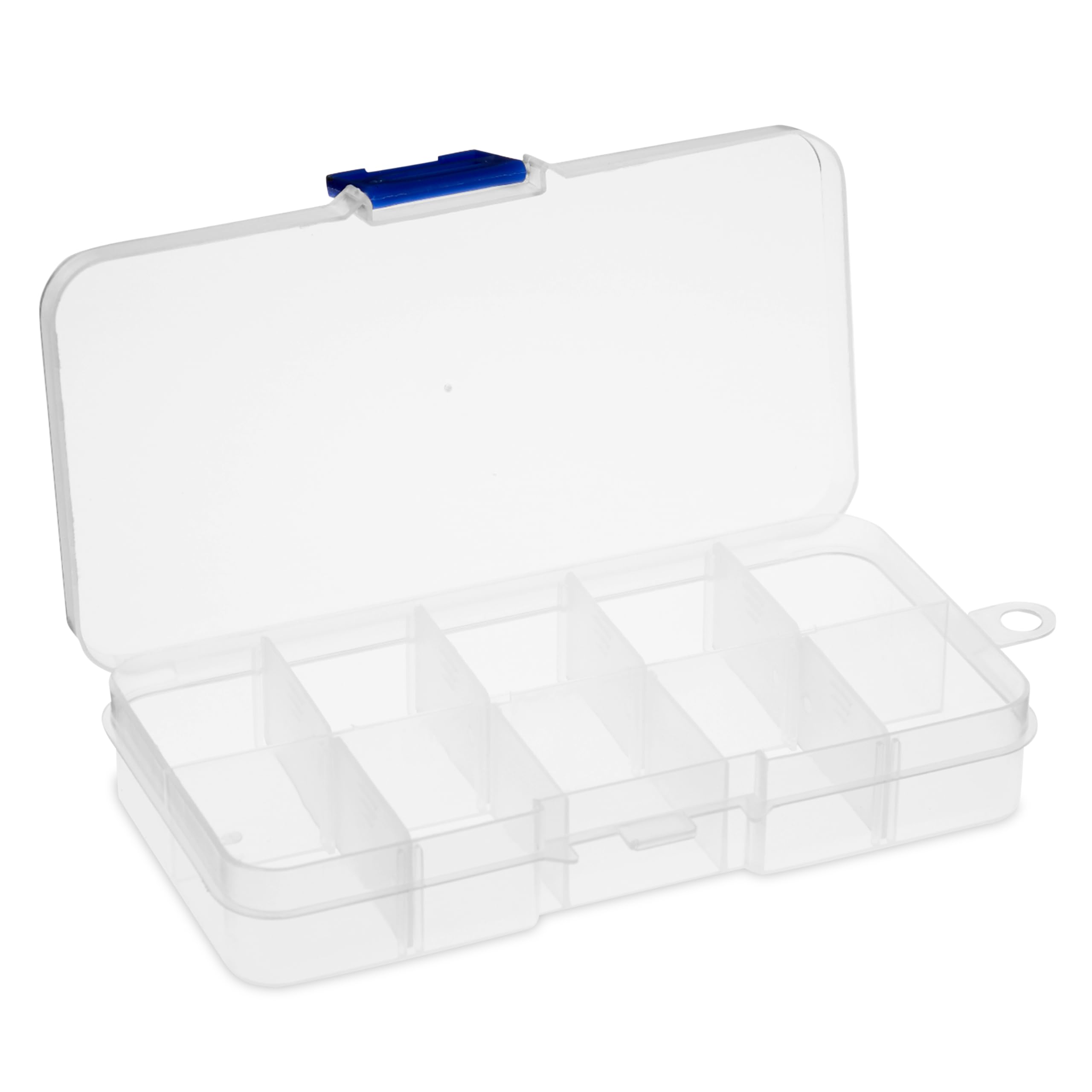 12 Pack Mini Clear Plastic Storage Containers with 10 Grid Dividers - Small Organizer Box for Beads, Buttons, DIY Jewelry Making, Fishing Tackle (2.5 x 5 Inches) - Perfect for Craft Supplies, Office Accessories & Travel Essentials