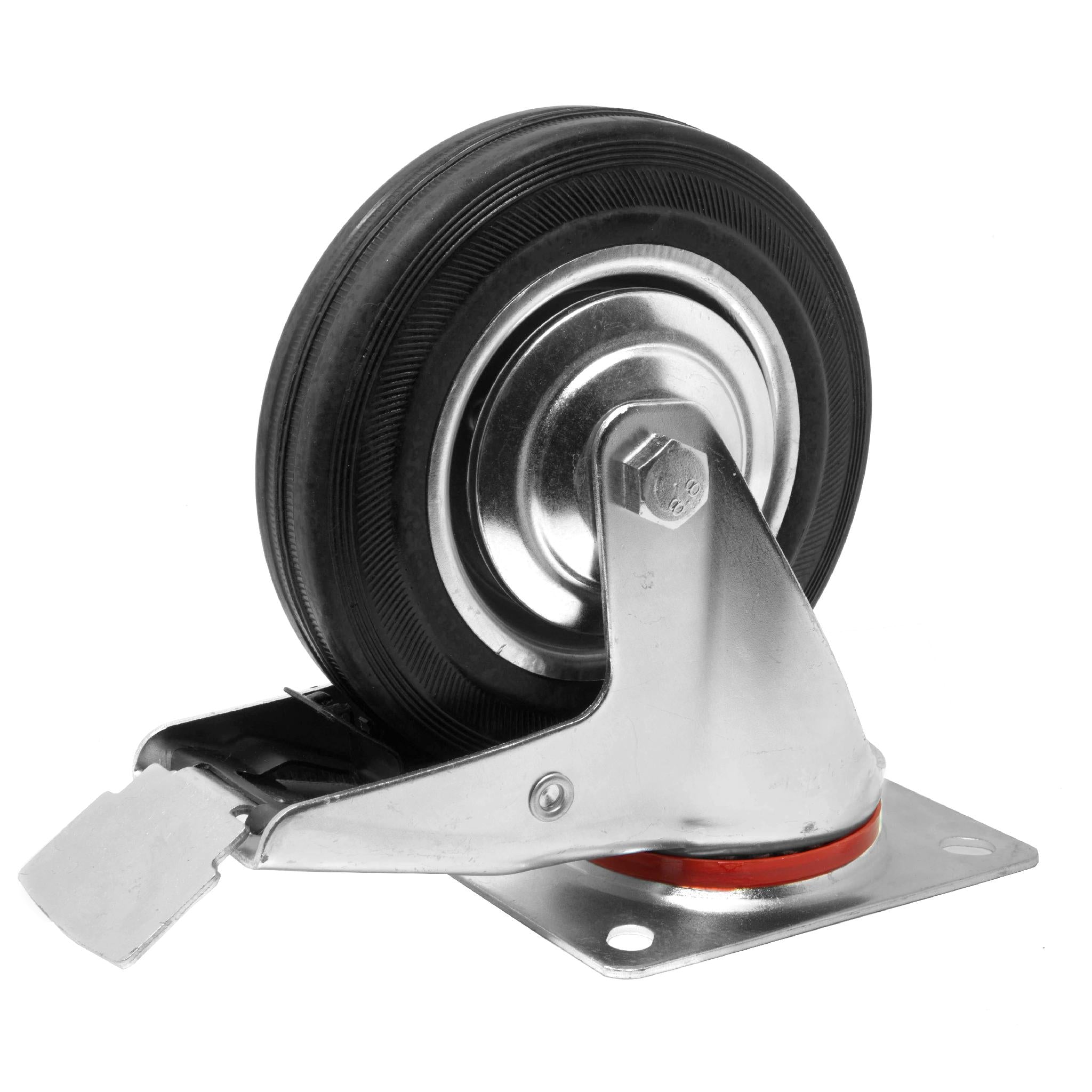 WEN CA5336B 6-Inch Heavy Duty Rubber Swivel Caster Wheels with Brake - 330 lb Capacity Roller Bearing Casters for Industrial Equipment, Workbenches, and Furniture