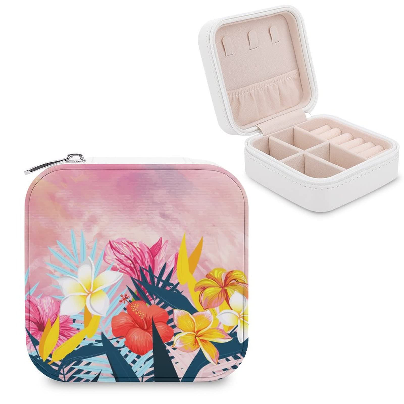 Watercolor Wildflower Jewelry Organizer Travel Case - Portable Jewelry Storage Bag for Necklaces, Earrings, Rings & Bracelets - Perfect Gift for Women, Mom & Girlfriend - Great for Travel, Home & Office Organization