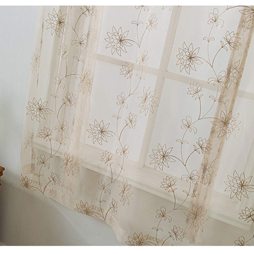 Exquisite Flower Embroidered Balloon Shades - Rod Pocket Tie-Up Sheer Curtains for Living Room & Kitchen - Perfect for Home Decor & Window Treatments