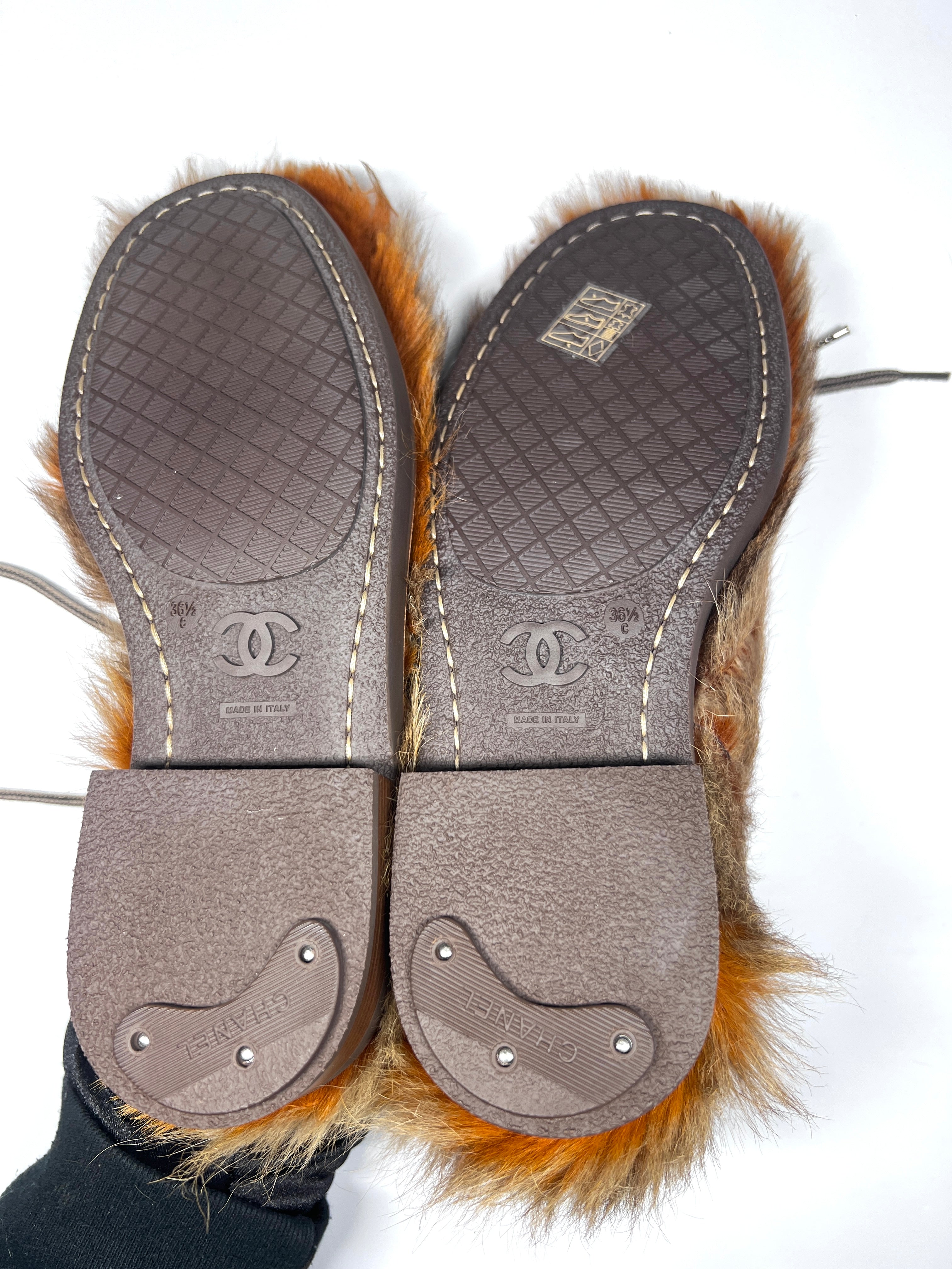 Chanel Fur Boots Women's Size 6.5C - Luxury Winter Fashion for Cold Weather & Special Occasions