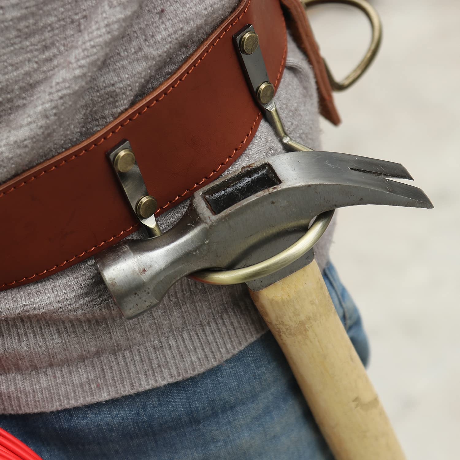 TOURBON Adjustable Tool Belt with Hooks - Hammer, Hatchet, Tape Measure & Drill Holster for Carpenters, Construction Workers & DIY Enthusiasts | Heavy Duty Work Belt for Home Improvement & Job Site Use