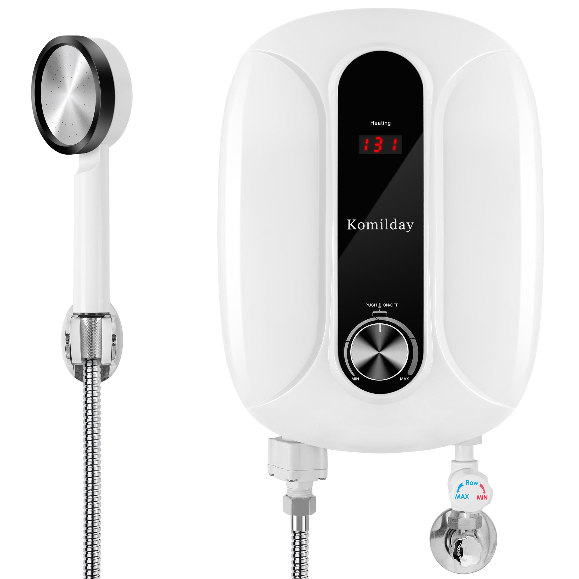 **240V 6500W Electric Tankless Water Heater with LED Temperature Display - Instant Hot Water for Bathroom, Kitchen & Sink - Overheating Protection, White (Ideal for Small Homes, Apartments & RVs)**