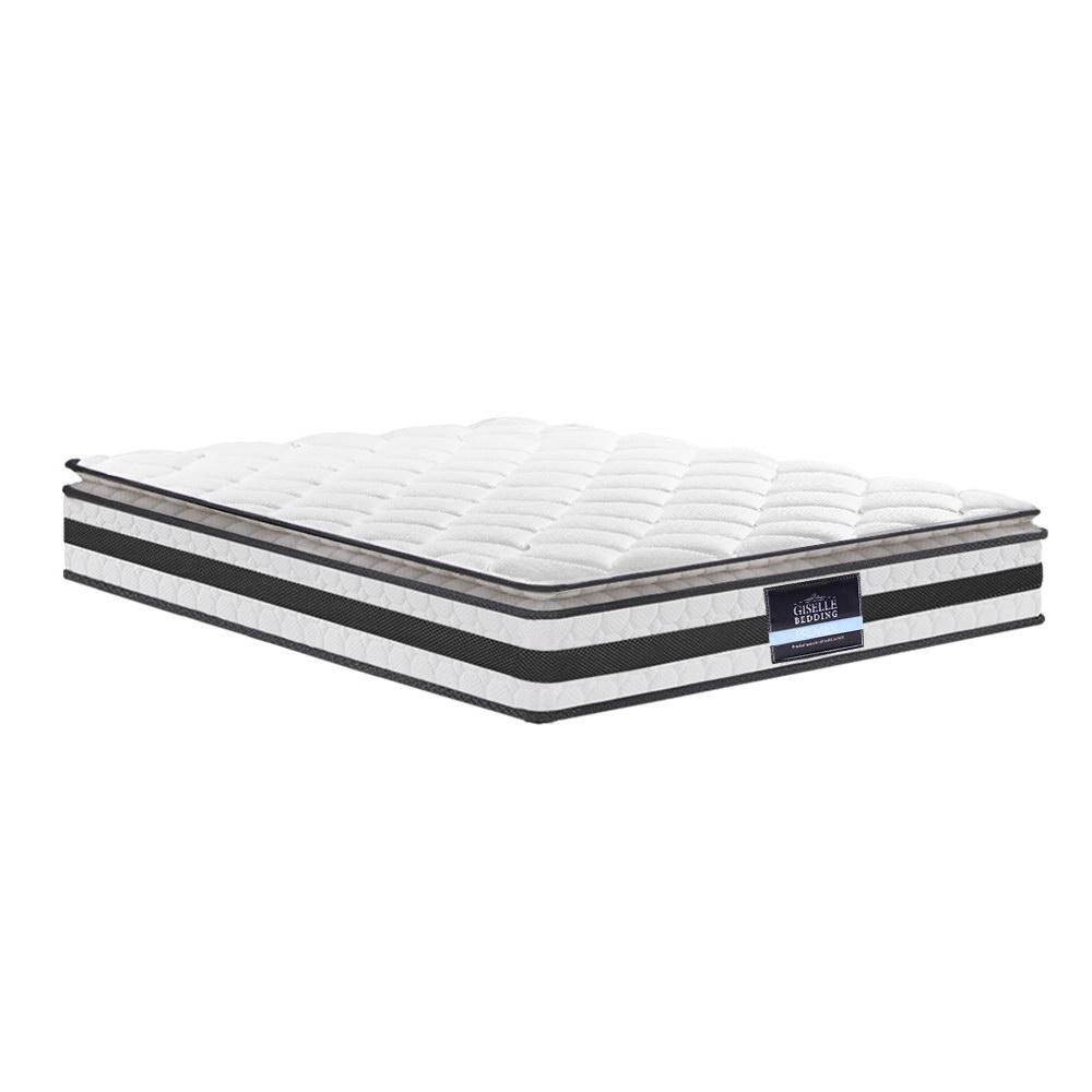 Agnes Bed Grey & Normay Pillow Top Mattress - Medium Firm Queen Size | Premium Comfort for Side & Back Sleepers | Perfect for Guest Rooms & Master Bedrooms