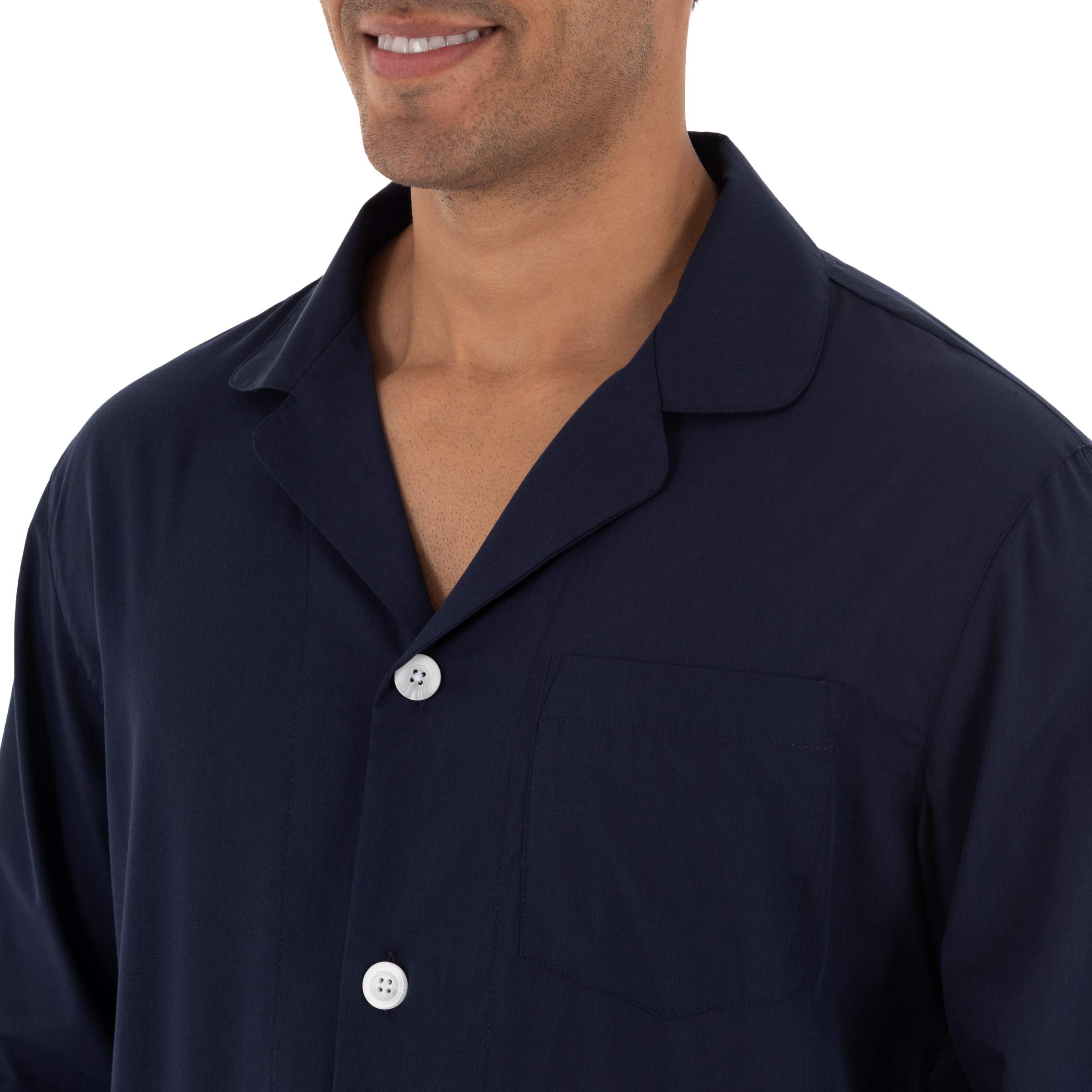 Fruit of the Loom Men's Long Sleeve Broadcloth Pajama Set - Soft Cotton Sleepwear for Men, Comfortable Lounge Pajamas for Relaxing at Home or Sleeping