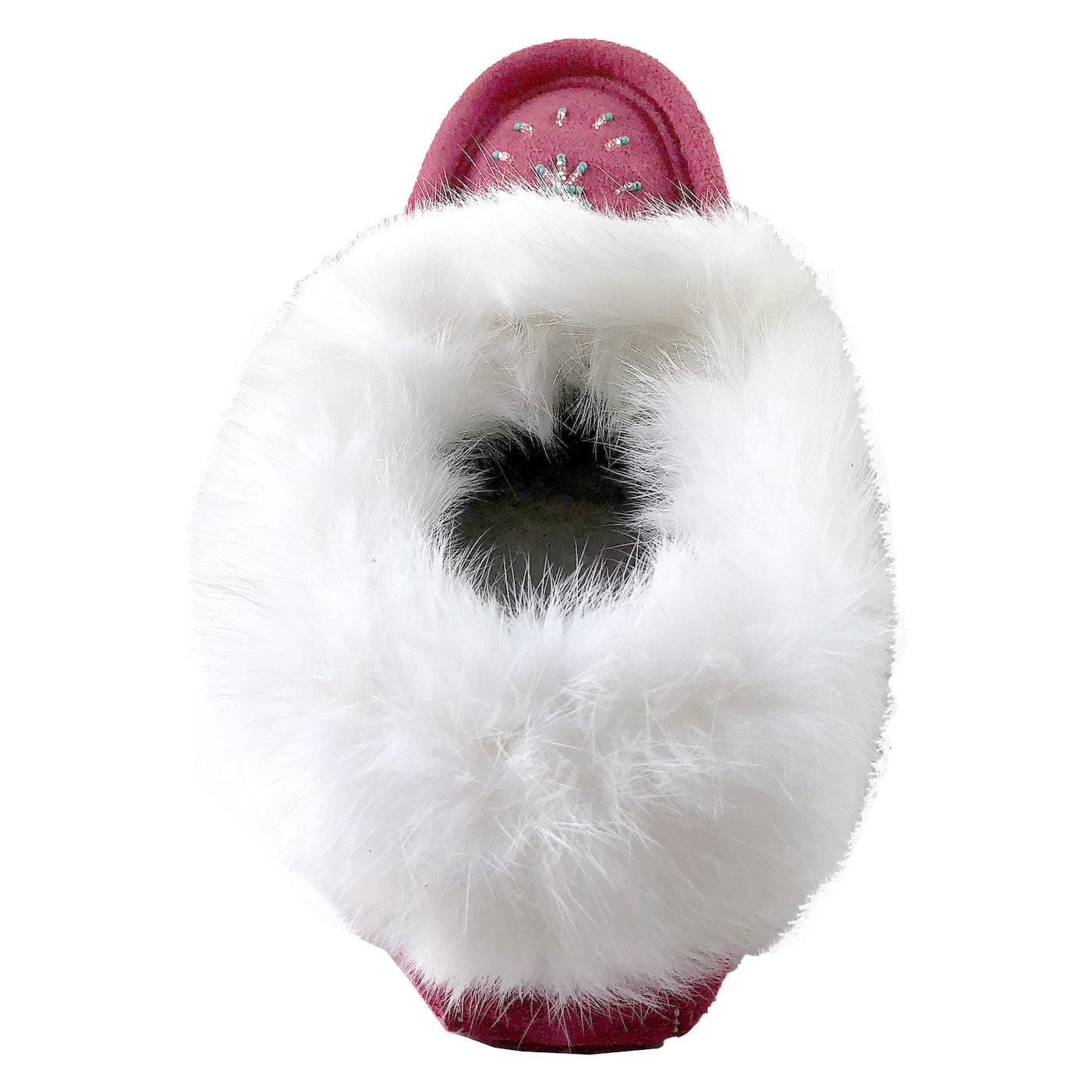 Women's Warm Fleece-Lined Rabbit Fur Pink Suede Moccasin Slippers - Cozy Indoor/Outdoor House Shoes for Winter Comfort