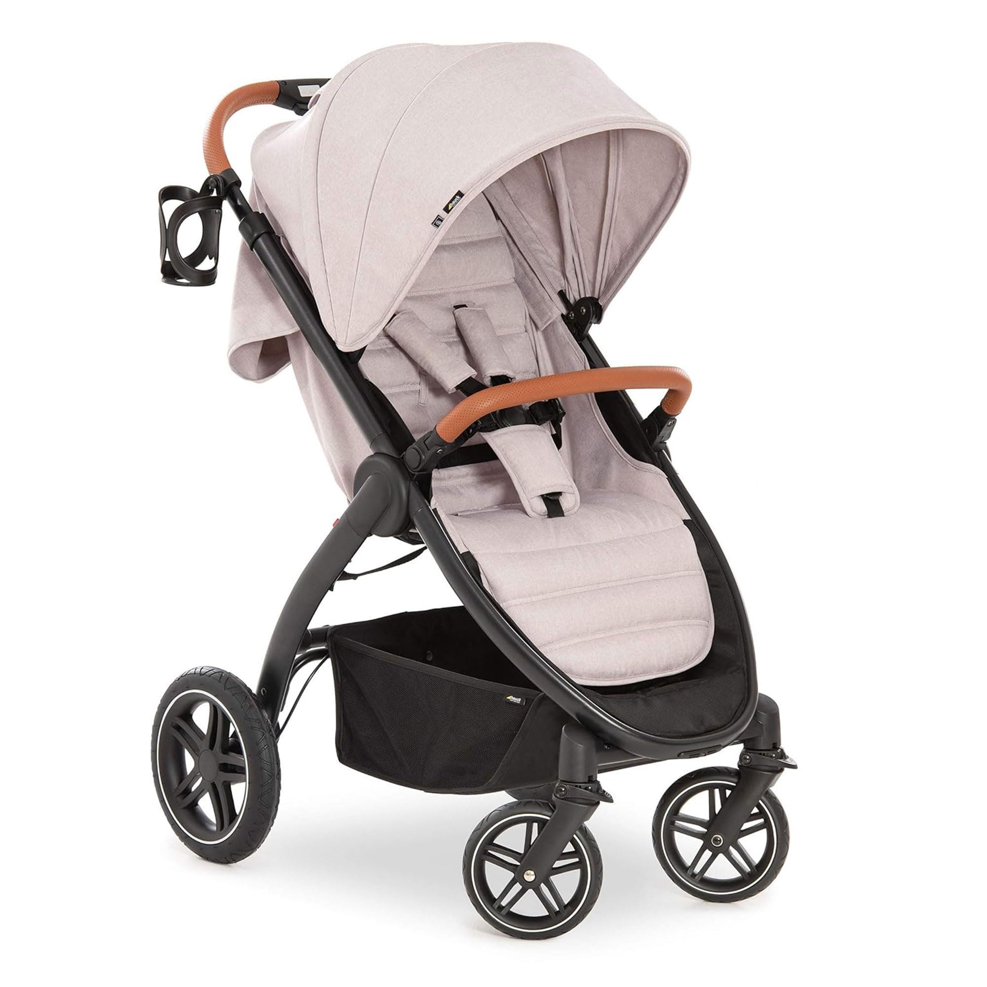 Hauck Uptown Deluxe Stroller - Lightweight Compact Foldable Baby Stroller with One-Hand Fold, Adjustable Reclining Seat & Handle, Cup Holder, Supports Up to 55 lbs - Perfect for Travel, Shopping & Daily Walks (Melange Beige)