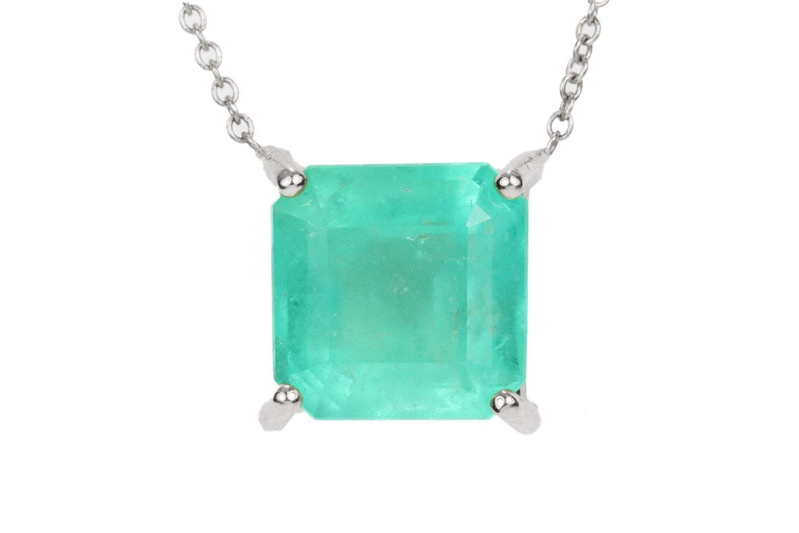 4.0 Carat Natural Earth-Mined Square Emerald Pendant Necklace in 14K Gold - Elegant Jewelry for Weddings, Anniversaries & Special Occasions