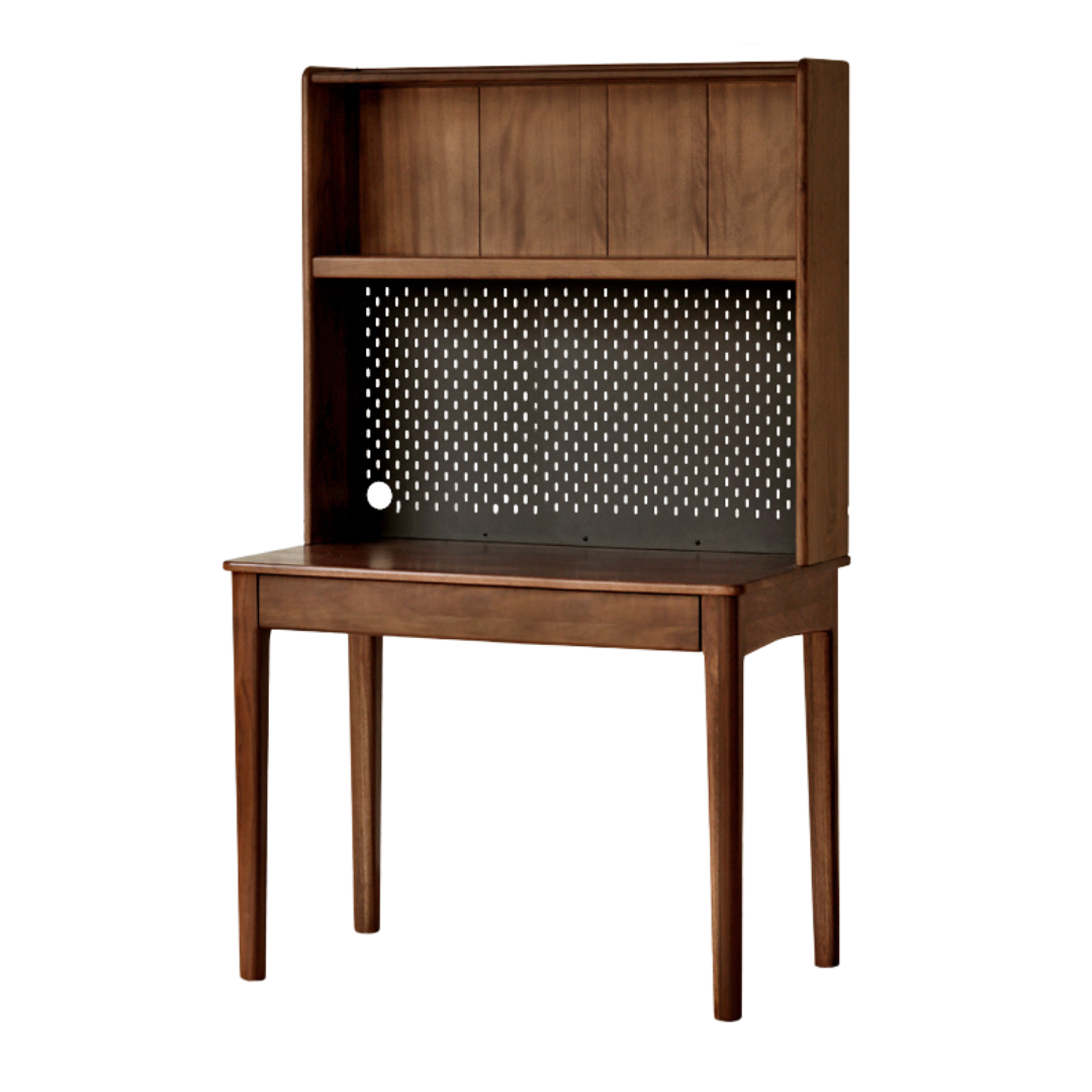 Solid Black Walnut Wood Bookshelf Table - Modern Integrated Study Desk & Storage Shelf for Home Office, Living Room, and Library Use