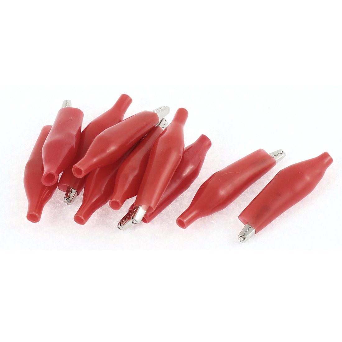 42mm Insulated Alligator Test Clips - 10Pcs Red Crocodile Voltage Tester Clamps for Electrical Testing, Circuit Repair & DIY Projects