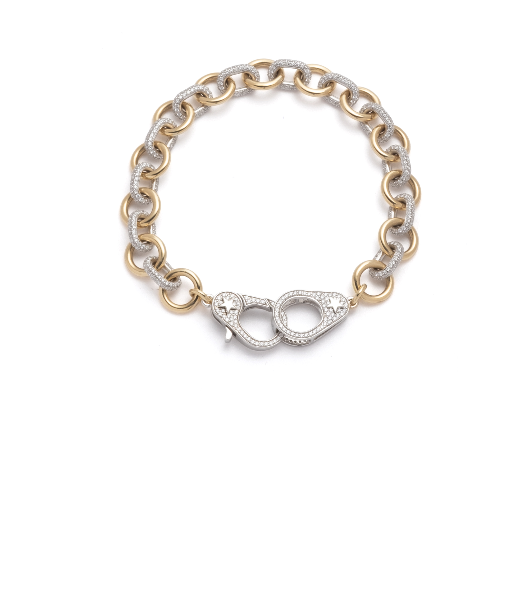 Elegant Midsized Mixed Link Diamond Pave Bracelet with Sister Hooks - Perfect for Weddings, Anniversaries & Special Occasions