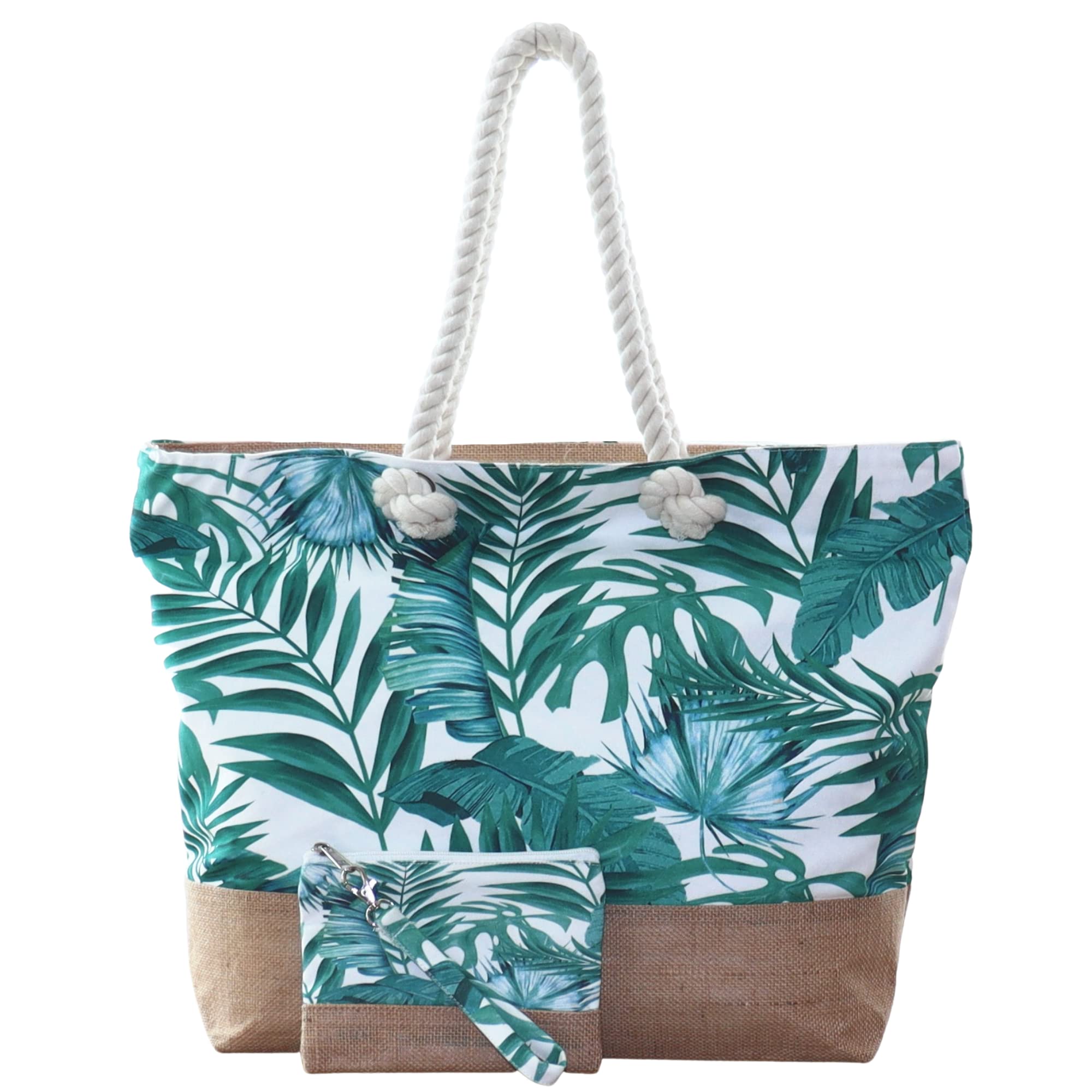 Stylish Canvas Tote Bag - Nautical Beach Bag with Free Wristlet | Perfect for Summer Vacations, Pool Parties & Tropical Getaways