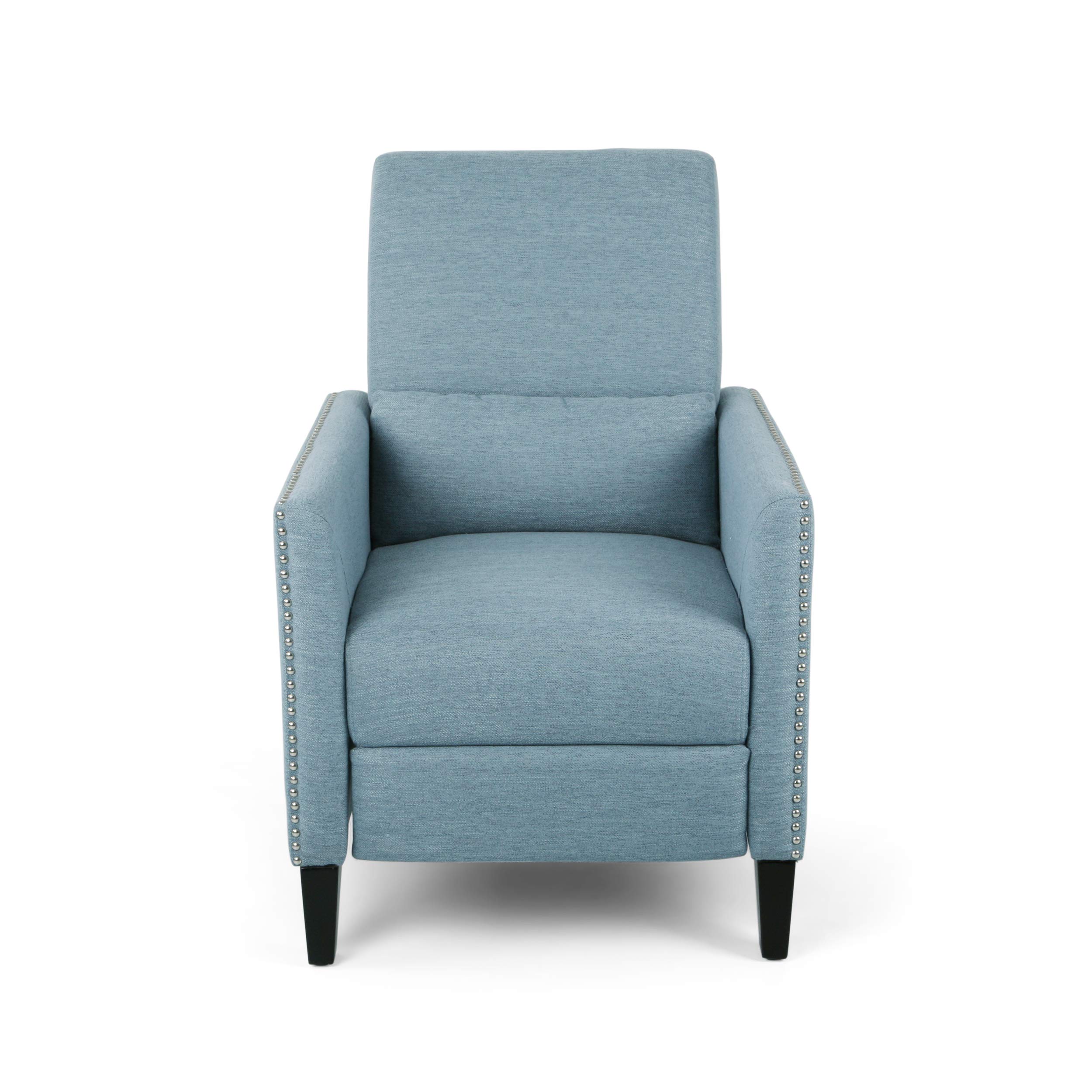 Christopher Knight Home Alexis Contemporary Fabric Push Back Recliner - Light Blue & Dark Brown - Modern Comfort for Living Room, Home Theater & Office Spaces