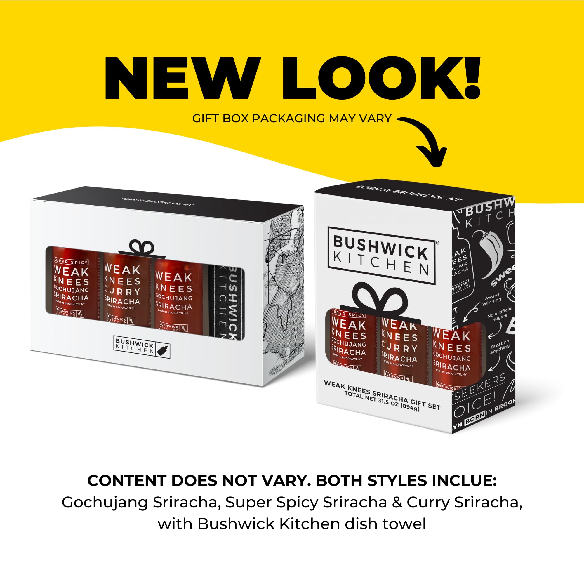 Bushwick Kitchen Sriracha Gift Set - 3 Hot Sauces & Recipes for Cooking