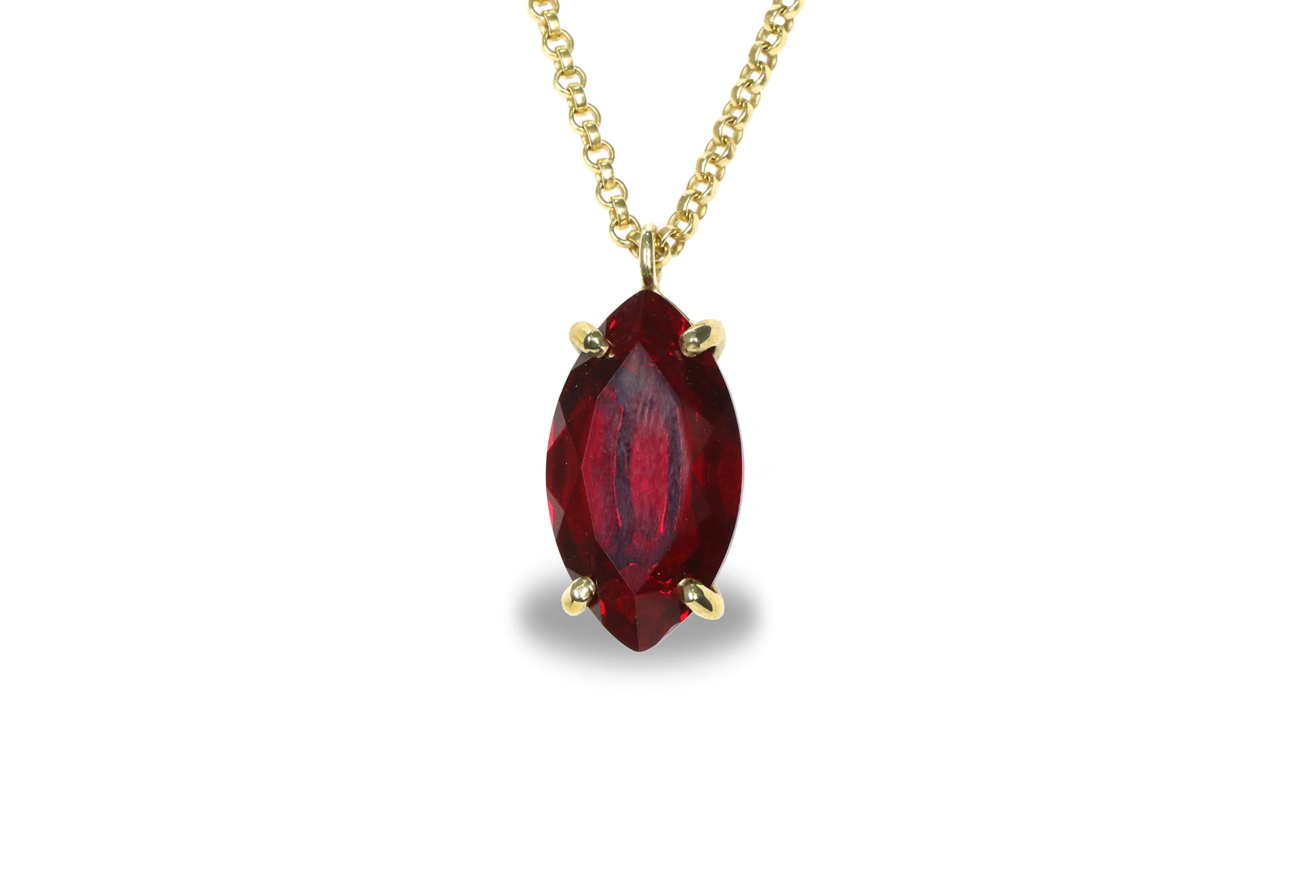 Anemone Jewelry Garnet Pendant Necklace - Marquise Cut January Birthstone Necklace for Women - Handmade Bridal, Wedding, Anniversary & Birthday Gift - Perfect for Graduation & Mother's Day - Elegant Jewelry for Special Occasions & Everyday Wear