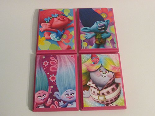 Trolls Wall Plaques Set of 4 - Cute Girls Room Decor, Bedroom Wall Signs - Perfect for Nursery, Kids Room & Birthday Party Decorations