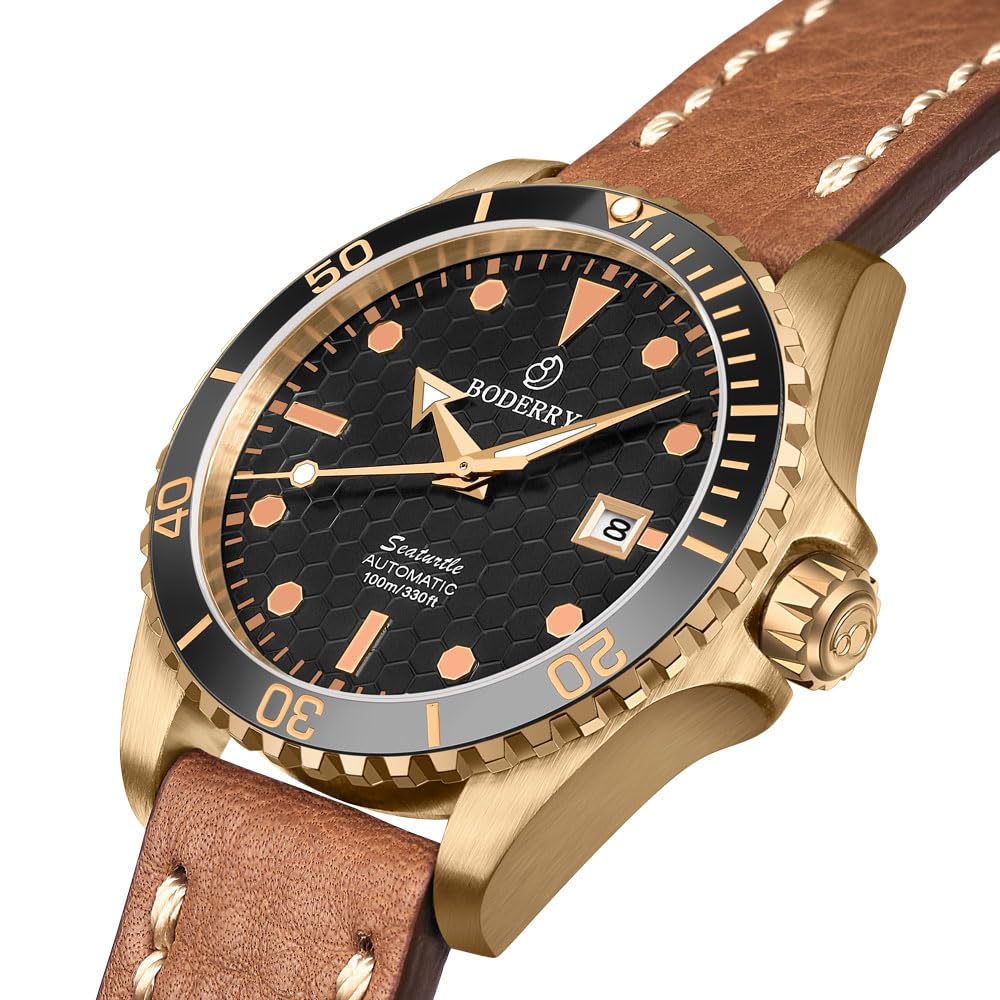 Premium Japanese Automatic Dive Watch for Men - Bronze Case, Sapphire Crystal, 100M Waterproof, Rotating Bezel & Screw Down Crown | Perfect for Scuba Diving, Swimming & Outdoor Adventures