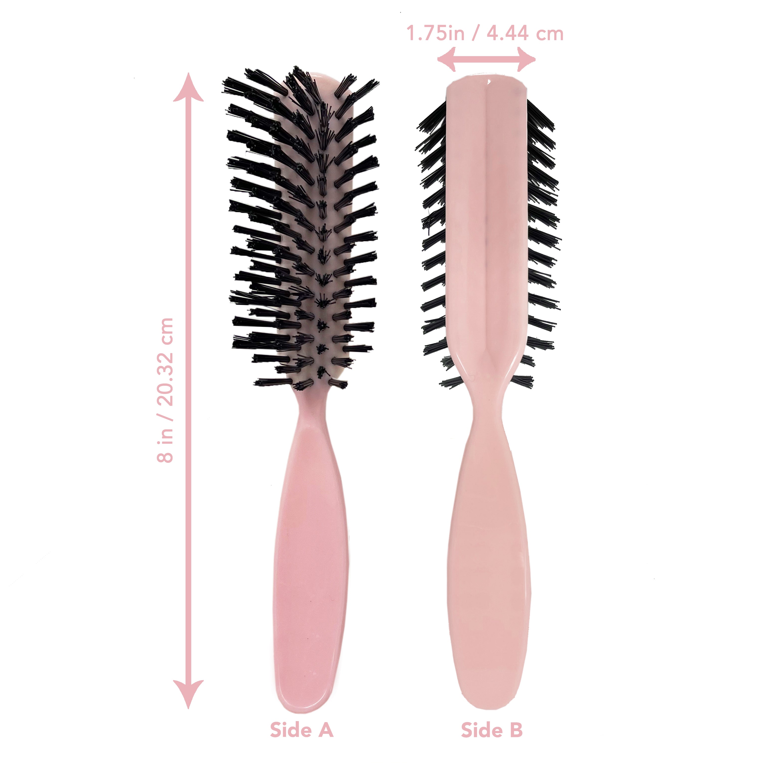 Styling Gear 7 Row Hair Brush with Nylon Bristles - 2 Pack Detangling Brush for Smooth & Shiny Hair - Perfect for Home, Salon & Travel Use