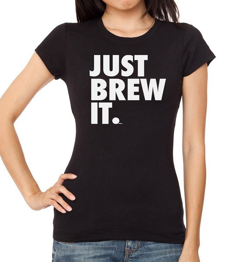 Interstate Apparel Inc Junior's Just Brew It Black Cotton T-Shirt for Women - Soft Vintage Style Graphic Tee - Perfect for Casual Wear, Coffee Dates & Everyday Outfits