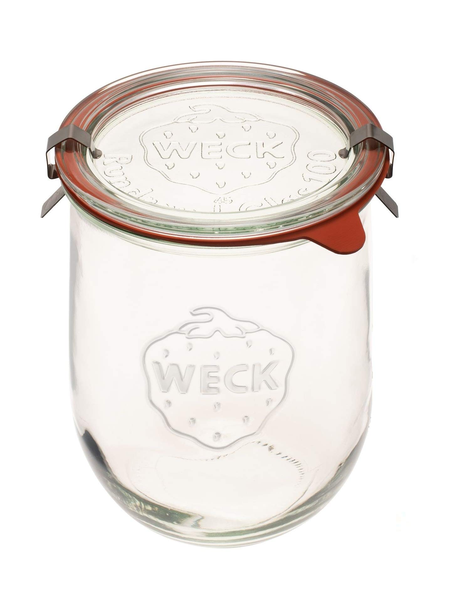 WECK 745 Large 1 Liter Clear Wide Mouth Tulip Jar with Glass Lid, Rubber Seal & Steel Clips - Perfect for Sourdough Starter, Fermenting, Pickling & Food Storage - Ideal for Home Bakers & Kitchen Organization