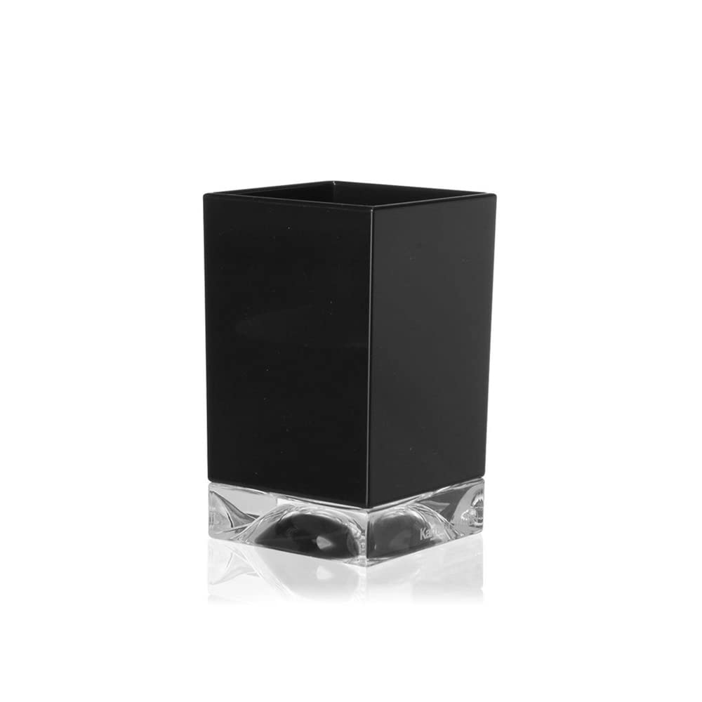Kartell Boxy Modern Toothbrush Holder - Sleek Black Bathroom Organizer (7.3 x 7.3 x 12 cm) | Perfect for Countertop Storage & Minimalist Home Decor