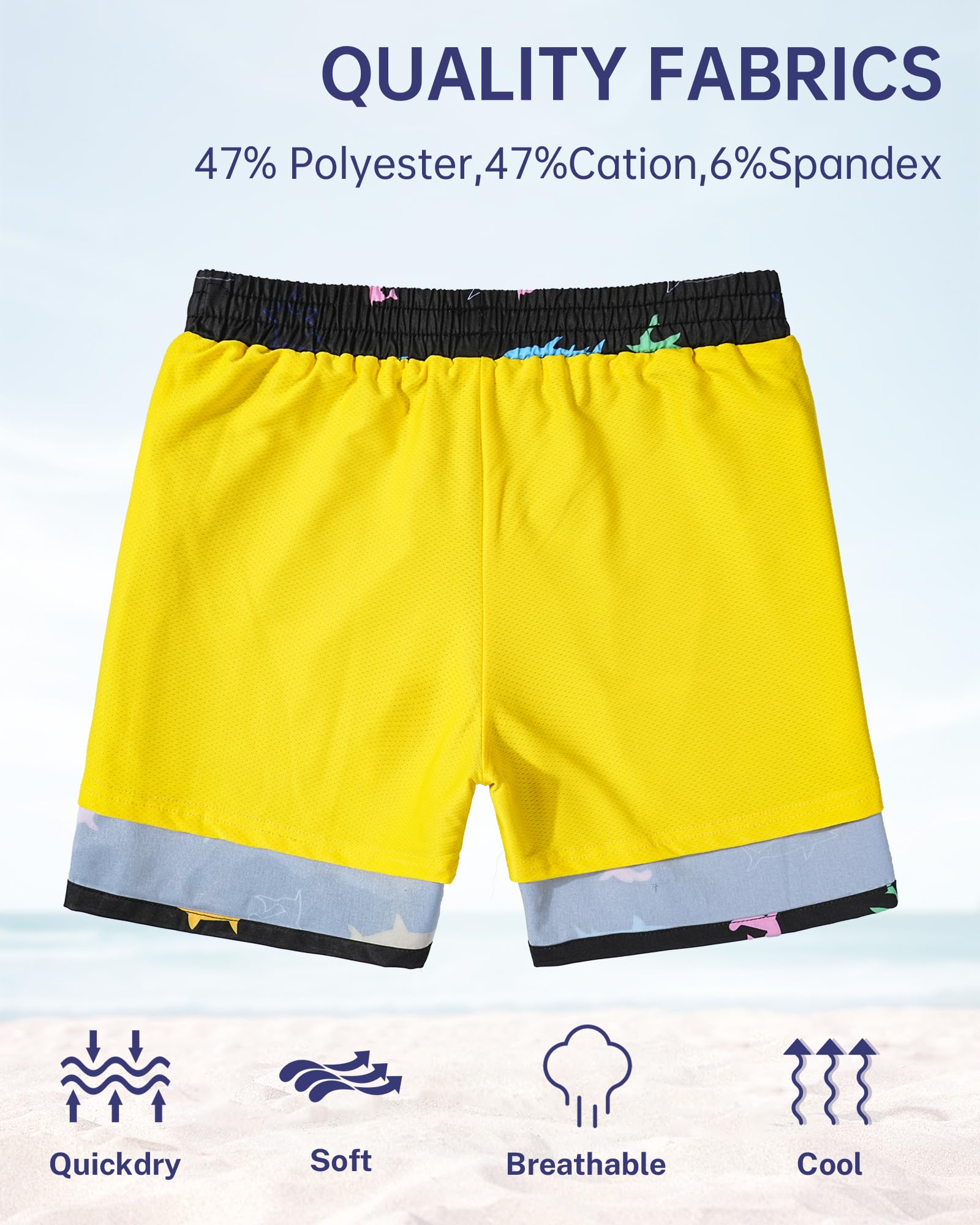 HASMES Boys Swim Trunks with Compression Liner - Quick Dry Bathing Suit & Board Shorts for Kids 5-14 Years - Perfect for Swimming, Beach, Pool & Water Sports