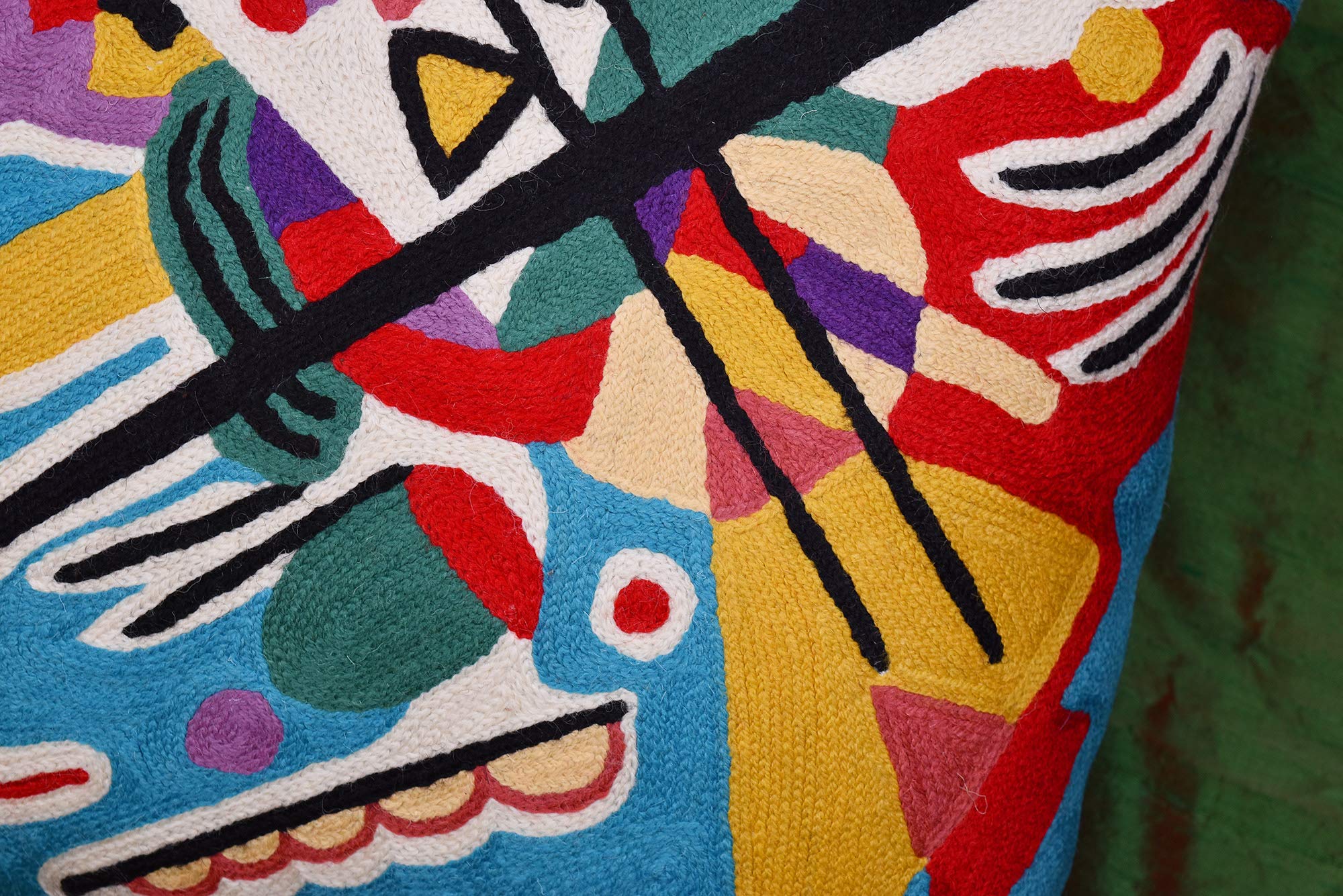 Kandinsky Modern Abstract Blue Painting Pillow Cover 18x18 - Handmade Wool Throw Pillow for Sofa, Bed, Chair | Mid Century Contemporary Accent Cushion for Living Room, Bedroom Decor