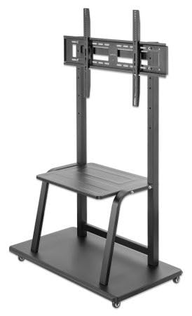 Adjustable TV/Monitor Trolley Stand with Wheels - Heavy Duty Mobile Cart for Home, Office, or Classroom Use
