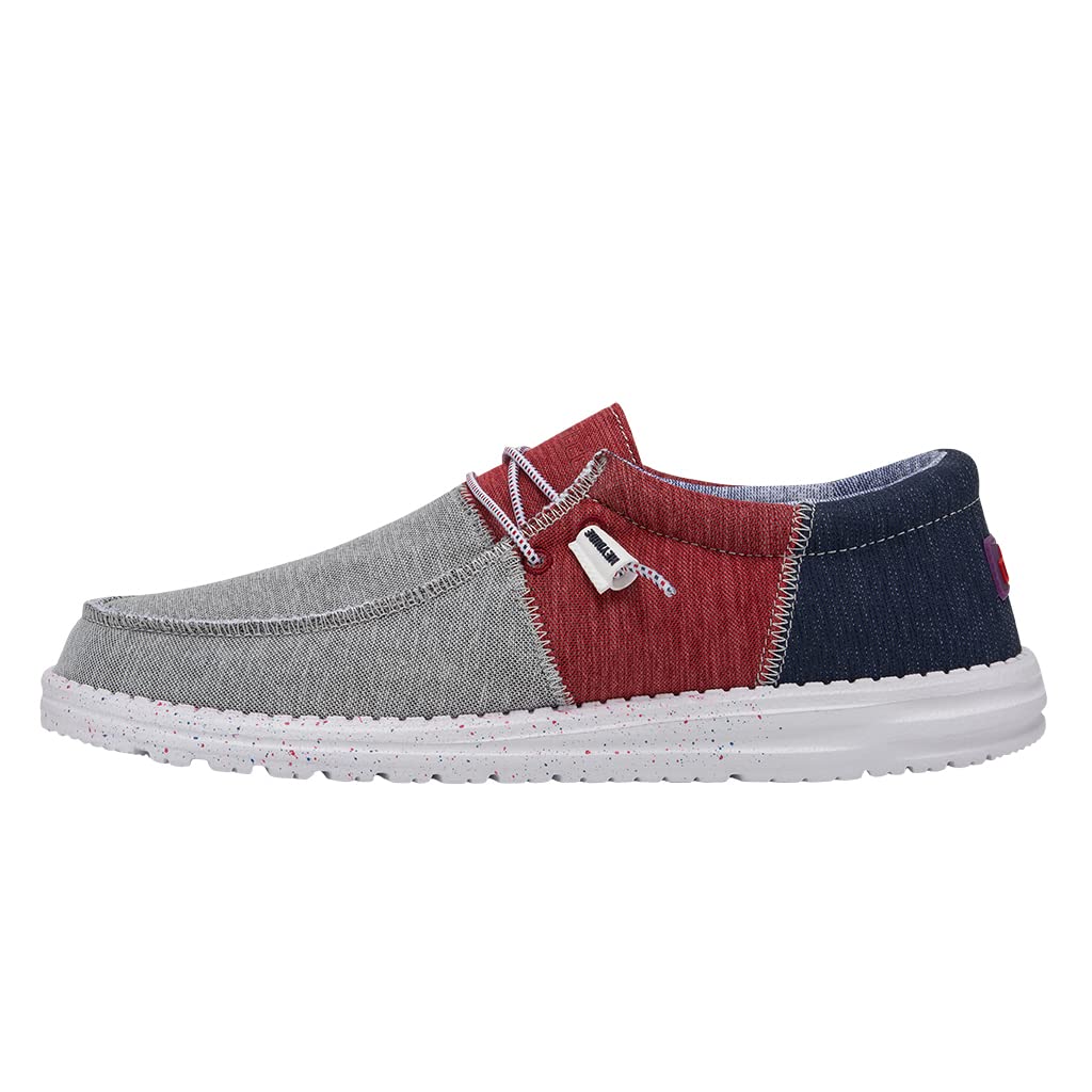 Hey Dude Men's Wally Sox Tri Fans Slip-On Loafers - Breathable & Lightweight Comfort Shoes for Men | Multiple Colors & Sizes | Perfect for Casual Wear, Travel & Everyday Comfort