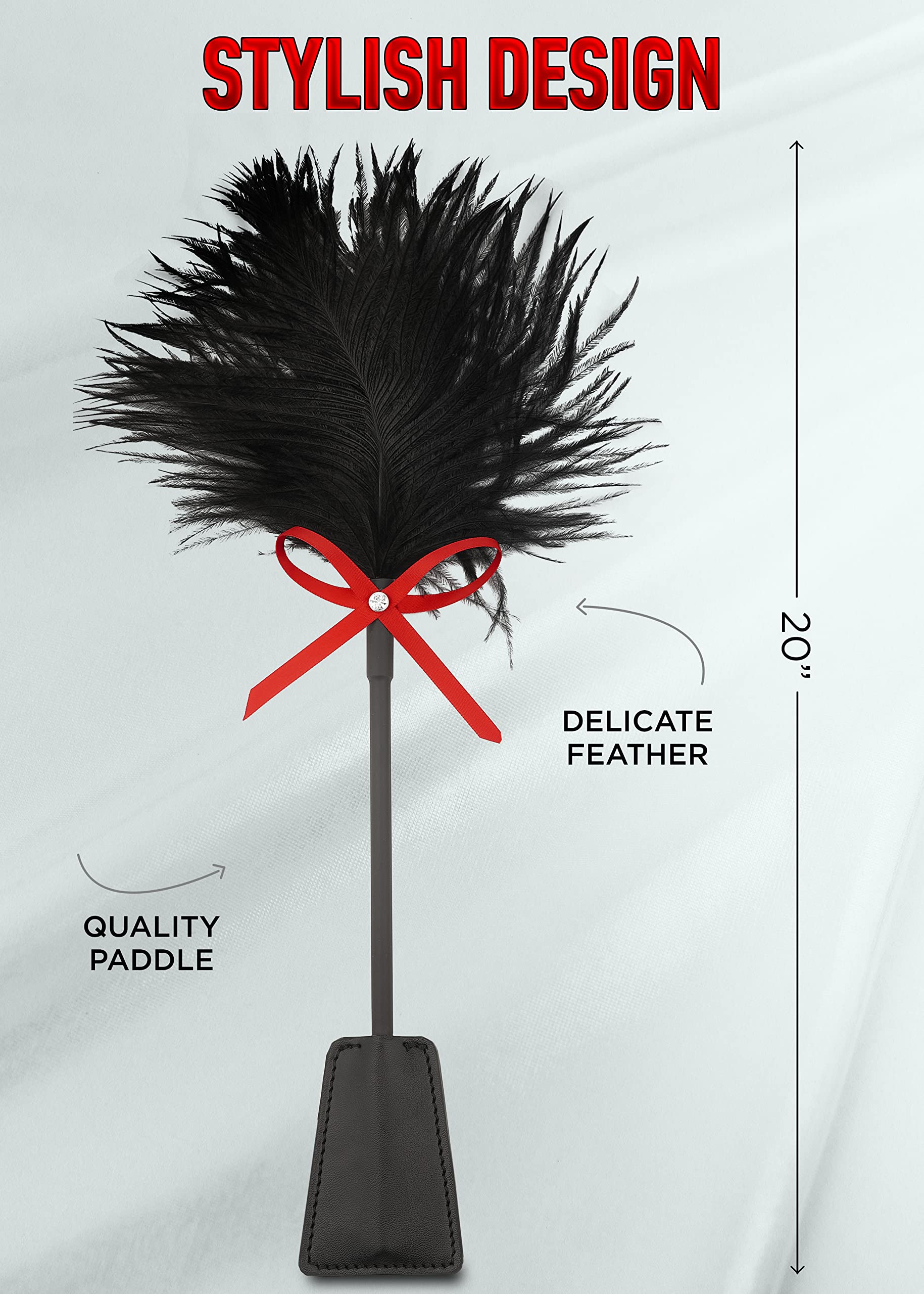 Sensual Feather Tickler & Spanking Crop - BDSM Bedroom Toys for Couples, Adults - Perfect for Role Play, Sensory Play & Intimate Bonding