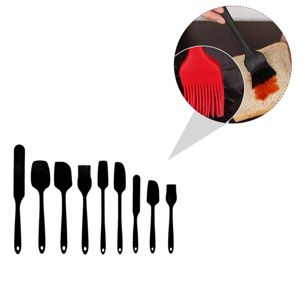 Hemoton 9-Piece Silicone Spatula Set - Non-Stick Kitchen Utensils for Baking, Cooking & Cake Decorating - Includes Turner, Mixing Spatula, Cheese Spreader, Egg Flipper, Pastry Tool & Icing Squeegee - Perfect for Home Bakers & Professional Chefs