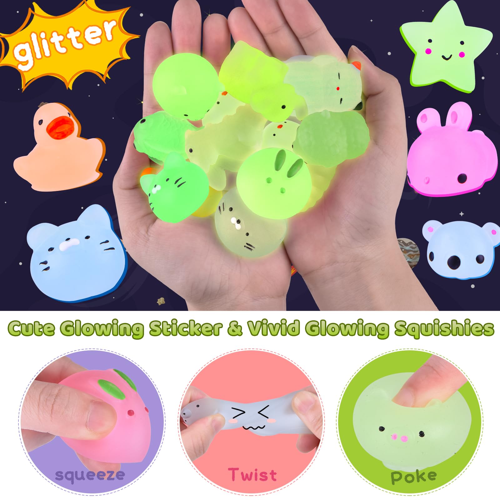 LEEHUR 100PCS Kawaii Squishy Toys - Stress Relief for Kids Party & Birthday Gifts
