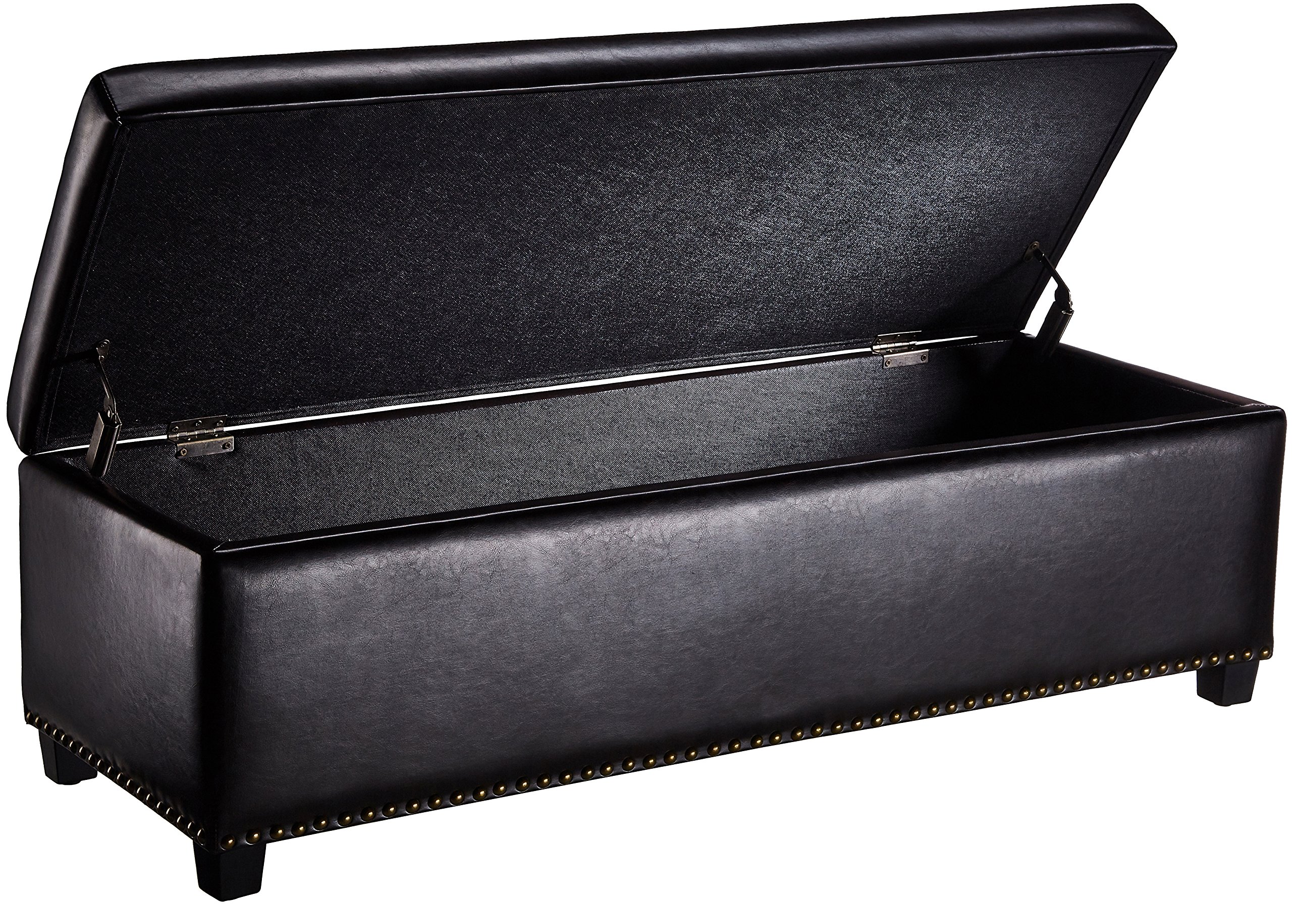FIRST HILL FHW Thomas Large Brown Rectangular Storage Ottoman Bench - Perfect for Living Room, Bedroom & Entryway Organization