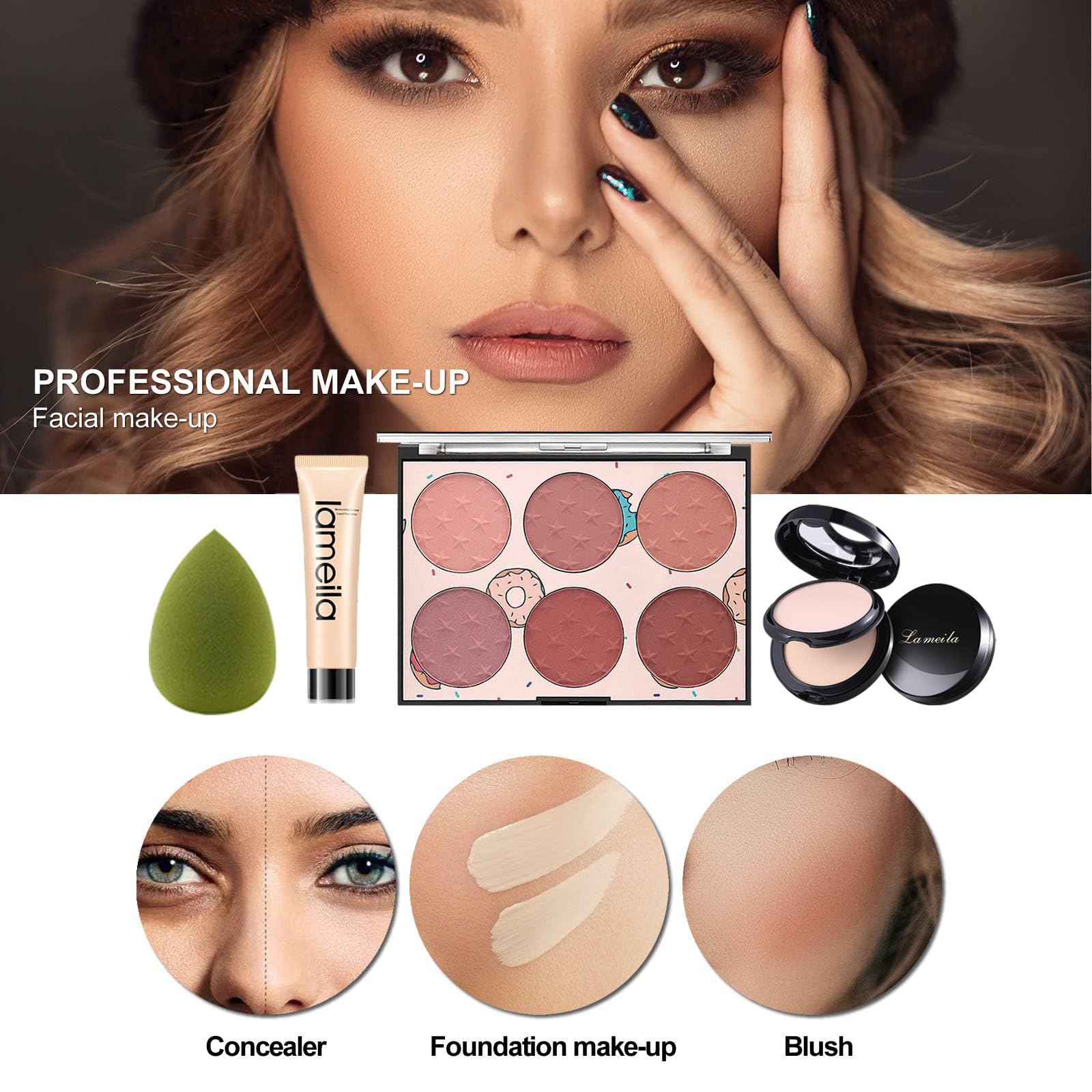All-in-One Makeup Kit for Women - Black, Portable for Travel & Daily Use