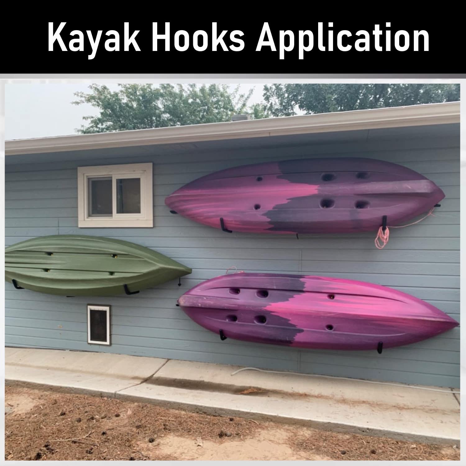 Heavy Duty Garage Storage Kayak Hooks - 15 Inch Wall Mounted Hangers for Canoe, Surfboard, Ladder, Bike & More (55LB Capacity) - Perfect for Garage, Basement & Outdoor Organization