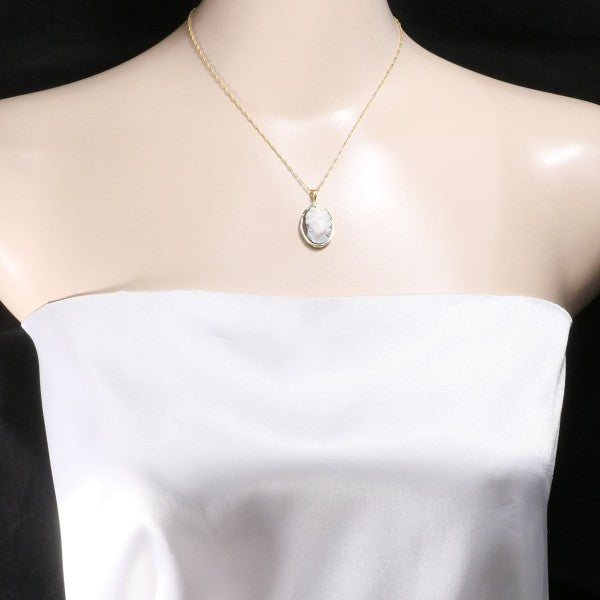 18K Yellow Gold Shell Cameo Necklace - Vintage Italian Cameo Pendant Jewelry for Women - Perfect Gift for Mother's Day, Anniversary & Special Occasions