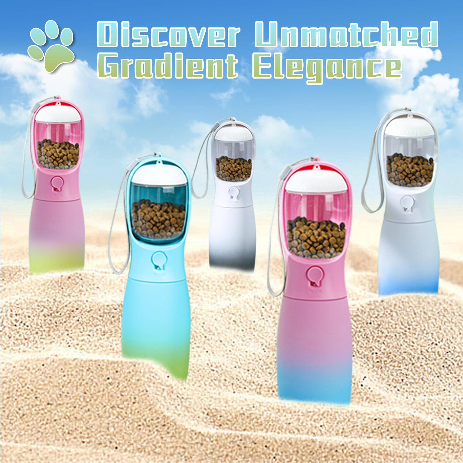 Portable Dog Water Bottle with Food-Grade Bowl - 19Oz Travel Water Dispenser for Small, Medium & Large Dogs - Outdoor Essentials for Hiking, Walking & Travel - Trendy Blue & Green Dog Accessories - Perfect Gift for Pet Lovers