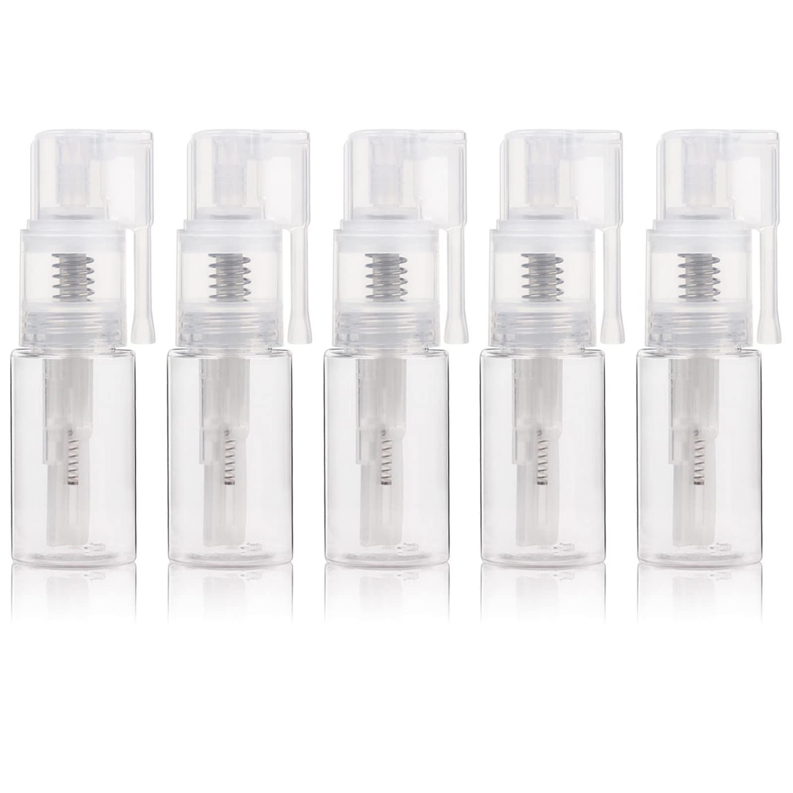 RMISODO 5-Pack 14ml (0.47oz) Refillable Powder Spray Bottles with Locking Nozzle - Clear Empty Cosmetic Containers for Dry Powder, Hair Fiber Applicator & Glitter Duster | Perfect for Makeup, Hair Thickening & Craft Projects