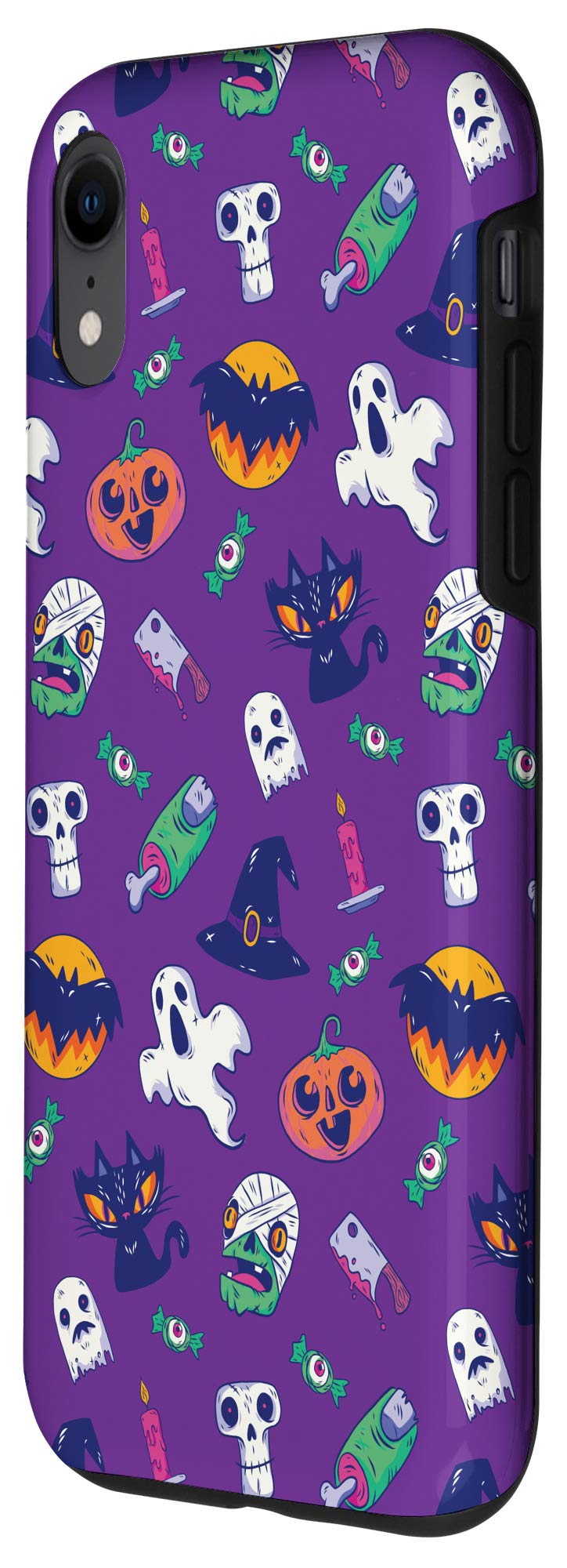 Halloween iPhone XR Case - Pumpkin, Jack-o'-Lantern, Zombie, Cat & Bats Design | Protective Phone Cover for Trick or Treat, Parties & Spooky Season