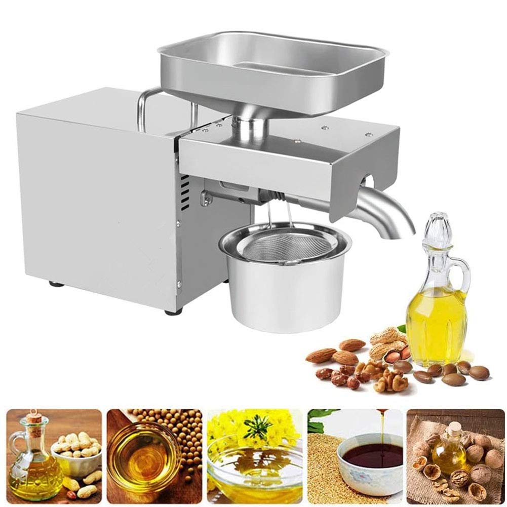 Stainless Steel Automatic Hot/Cold Oil Press Machine - 3-5Kg/H Capacity for Olive, Peanut, Sesame & Beans - 24H Continuous Use - Perfect for Home & Commercial Oil Extraction (Ideal for Cooking, Baking & DIY Natural Oils)